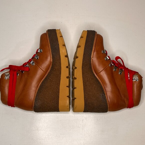 Jeffrey Campbell Explore Brown Leather Wedge Heel Boots Women Size 7 M - Picture 5 of 7